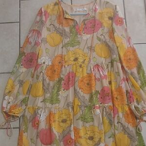 TRINA TURK Womens Size M Floral Relaxed Fit Mini Dress/Tunic